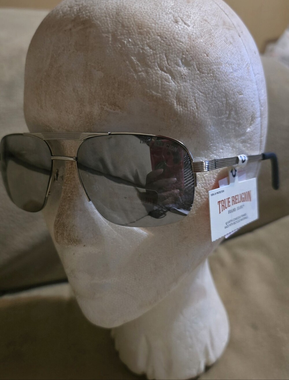 True Religion Silver Frame Sunglasses with Mirro Lenses NWT